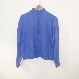 Aerie purple waffle knit quarter zip long sleeve top